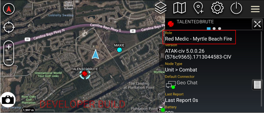 ATAK showing Public Safety Information